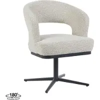 Label51 Monaco Eetkamerstoel - Naturel - Royal Stof - Zwart Metaal - Stoel - Eetkamerfauteuil