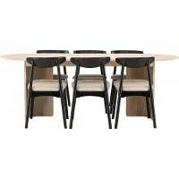 Ebuy24 Tyresö eethoek eettafel whitewash 6 stoelen zwart.