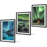 Coloray 4-Delige Schilderij Set - Winterlandschappen met het noorderlicht boven de bergen - 40 x 60 cm - Wanddecoratie - Schilderijen Set - Kantoor - Stijlvolle Muurdecoratie