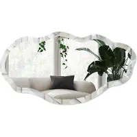 Wallfluent Elegante Structuur Spiegel - Grijs Stijlvolle Wandspiegel - Organische Spiegel - Woonkamer, Kantoor, Slaapkamer - Geometrisch - 45x90 cm - Totale afmeting 52x97 cm