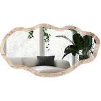 Wallfluent Zandtextuur Spiegel - Beige Strakke Rechthoekige Spiegel - Organische Spiegel - Woonkamer - Minimalistisch - 45x90 cm - Totale afmeting 52x97 cm
