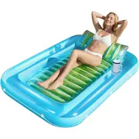 SP Tanningbed - Opblaasbaar Zonnebad - Opblaasbaar Luchtbed met Kussen - Blauwgroen - 178cm x 117cm x 1cm