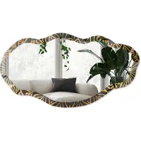 Wallfluent Mandala-Elegantie Spiegel - Geel Stijlvolle Wandspiegel - Organische Spiegel - Woonkamer - Abstract - 45x90 cm - Totale afmeting 52x97 cm