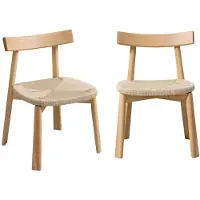 Sweeek - Set van 2 scandinavische stoelen van rubberhout met zitting van touw - tilda