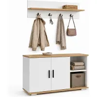 VCM Diele Garderoben Set mit Schuhschrank Sitzbank, Wandgarderobe & Hut Ablage - Gados L