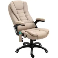 STILVORA Bureaustoel 68 x 72 x 110-120 Cm - Met Massage En Verwarming - Verstelbare Rugleuning - Voor Kantoor En Studeerkamer - Linnenlook Bruin