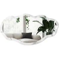 Wallfluent Marmeren Elegantie Spiegel - Wit Stijlvolle Wandspiegel - Organische Spiegel - Woonkamer, Badkamer, Kantoor - Minimalistisch - 45x90 cm - Totale afmeting 52x97 cm