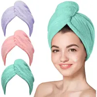 VHV - Haarhanddoek - Haartulband 3 Stuks - Sneldrogende Hair Wrap - Voor Douche, Spa en Reizen