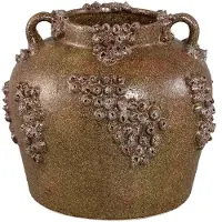Ptmd Deisy Green Ceramic Jar With Handles Rough Coral L