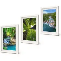 Coloray 3-Delige Schilderij Set - Watervallen in een groen bos met kristalhelder water. - 20x30 - Stijlvolle Muurdecoratie - Slaapkamer - Woonkamer Decoratie