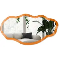 Wallfluent Sterk Oranje Spiegel - Oranje Strakke Rechthoekige Spiegel - Organische Spiegel - Kantoor, Woonkamer, Slaapkamer - Minimalistisch - 45x90 cm - Totale afmeting 52x97 cm