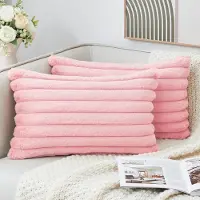 OKWISH Kussenslopen – Sierkussensloop Set Van 2 Met Fluweel, Decoratieve Kussenslopen Voor Woonkamer, Bed Of Auto – 30x50 Cm – Fluweel – Roze