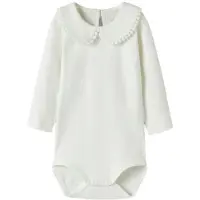 Name it BABY katoenen romper met franjes en backprint - wit Meisjes Stretchkatoen Peter Pan-kraag - maat 62
