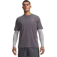 Under Armour UA Tech Play Short Sleeve-GRY Heren Sportshirt - Castlerock - Outrageous Oranje