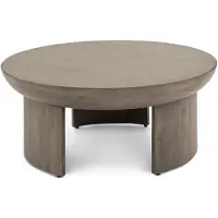 Idimex Salontafel KUMASI, rond, 90 cm, van mangohout – grijs