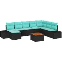 vidaXL Tuinset met 9 zitplaatsen, zwart, van polyrotan