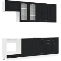 vidaXL Keukenelement PORTO, 8 stuks, zwart, houtvezel