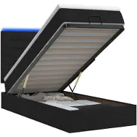 vidaXL Ottomanbed met matras en LED-verlichting, zwart, 90 x 190 cm, stof