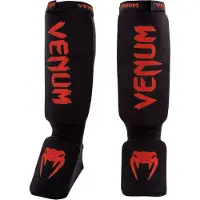 Venum Kontact Shin Guards Scheenbeschermers Zwart Rood - L
