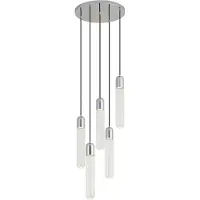 QAZQA Design hanglamp chroom met geribbeld glas 5-lichts - Walcott