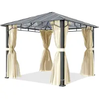 TOOLPORT Tuinpaviljoen 3x3m, Hardtop, 4 zijwanden, crème