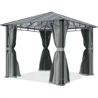 TOOLPORT Tuinpaviljoen 3x3m, Hardtop, 4 zijwanden, mid grey