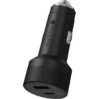 Mophie - Fast Charge - Auto Snellader - 42W - USB-C + USB-A Power Delivery (PD) - Quick Charge (QC) - Zwart
