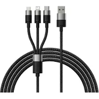 Baseus StarSpeed Series 3-in-1 snellaadkabel - USB-A naar USB-C / Lightning / Micro-USB - 1,2 meter - Zwart