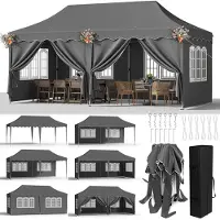 Sonstiges Paviljoen, 3x6 meter, grijs, waterdicht, met 6 zijwanden, UV-bescherming 50+