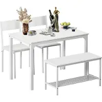 Sonstiges Eetset voor 4 personen, bestaande uit een tafel, 2 stoelen en 1 bank, kleur wit