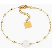 ZAG Bijoux Pablo Armband – Wit/Goudkleurig – Natuursteen – 15 + 3 cm – SBS15220-01WHT