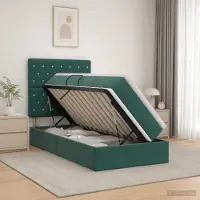 vidaXL Opslag bed met matras Donkergroen 90 x 200 cm Fluweel