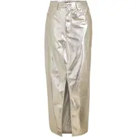 AMY LYNN AmyLynn Dames Lupe metallic kokerrok met split aan de voorkant (Zilver Metaal)