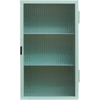 En.casa Hangschuif 'Zundert': Wandkast 60 x 35 x 15 cm met geribbelde glazen deur, kleur: staalgroen