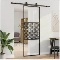 vidaXL Glazen deur, 76 x 2 x 205 cm, aluminium, zwart