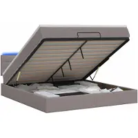 vidaXL Ottomanbed met matras en LED-verlichting, taupekleurig, 180 x 200 cm, stoffen bekleding