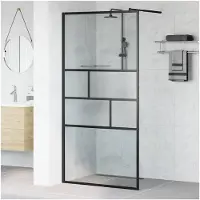 vidaXL Inloopdouchewand Zwart 100 x 195 x 0,5 cm Glas en Aluminium