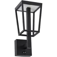 LUCANDE LED buiten wandlamp Lynx, 35,5 cm, zwart, met sensor Lynx, zwart, metaal, Modern, Wandlamp buiten
