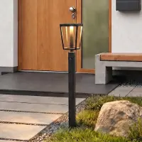 LUCANDE LED tuinpadverlichting Lynx, 95,5 cm, zwart, IP65, sensor Lynx, zwart, metaal, Modern