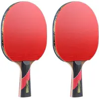Jojomino 2X Huieson Super Powerful Pong Racket Bat,6 Star Table Tennis Racket Sticky Pimples(Penhold-Hands Grip)