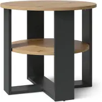 Vicco Salontafel Romeo, Antraciet/Artisanaal eiken, 53 x 53 cm