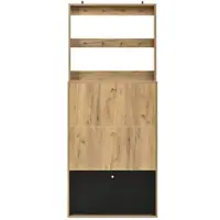 STILVORA Moderne Schoenenkast Met Haken – 3 Klapbare Opbergvakken – Voor Hal En Gang – Houtkleur En Zwart – 75x24x180 Cm