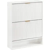 STILVORA Schoenenkast - Smalle Kast Met Verstelbare Planken En Kantelbeveiliging - Voor Hal En Entree - Spaanplaat En Metaal - Wit - 80 X 24 X 102 Cm