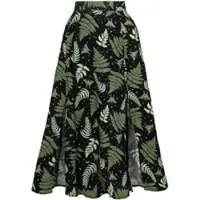 Hell Bunny - Rockabilly Midirok - GAIA SKIRT - XS tot 4XL - voor Vrouwen - zwart-groen - Maat L