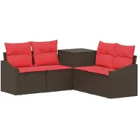 vidaXL Bankstel 5 st Bruin en Rood 178,5 x 178,5 x 85 cm