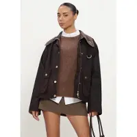 Barbour Dames Jassen Icons Tartan Collar Spey Wax Jacket - Bruin - Maat M