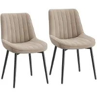 COLAMY Set van 2 eetkamerstoelen, met een ruim beklede zitting en een ergonomische rugleuning voor optimaal comfort bij dagelijks gebruik, kleur: khaki