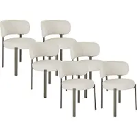 Vente-unique Set van 6 stoelen in getextureerde stof en brons metaal - Crème - ASILOVA