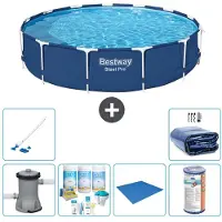 Bestway Steel Pro, ronde opblaasbare zwembad - 396x84 cm - 7-delig, model S21612