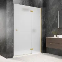 Polysan Globe nisdeur met vast paneel 100cm mat glas rechts goud mat